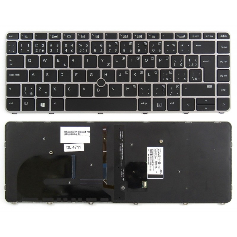CZ klávesnice s podsvícením HP Elitebook 745 G3 G4 840 G3 G4 Zbook 14u G4 Backlit - 836308-FL1 819877-FL1