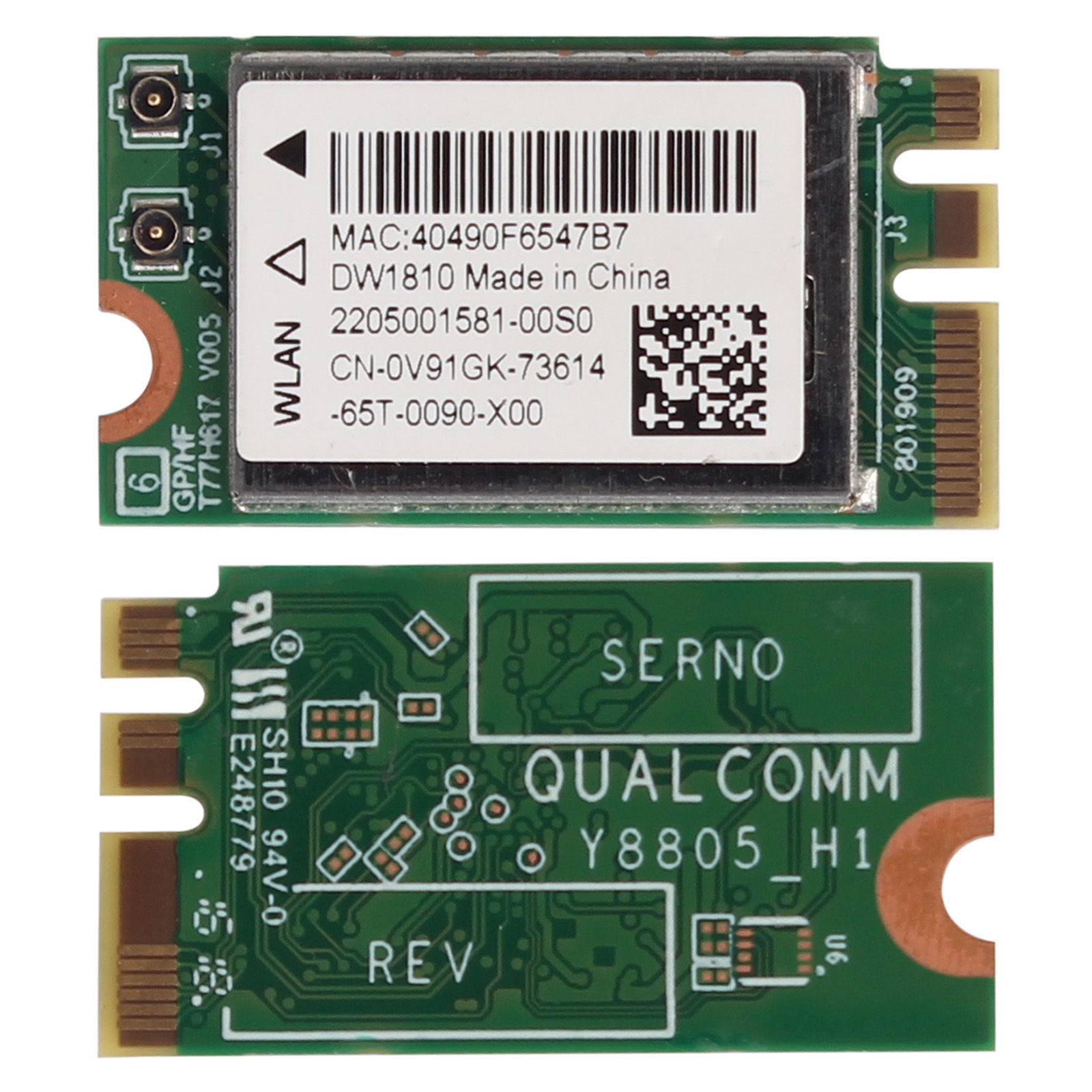 WiFI karta DELL Qualcomm Atheros QCNFA435 802.11a/b/g/n/ac WiFi Bluetooth 4.1 Dual Band Cards - V91GK