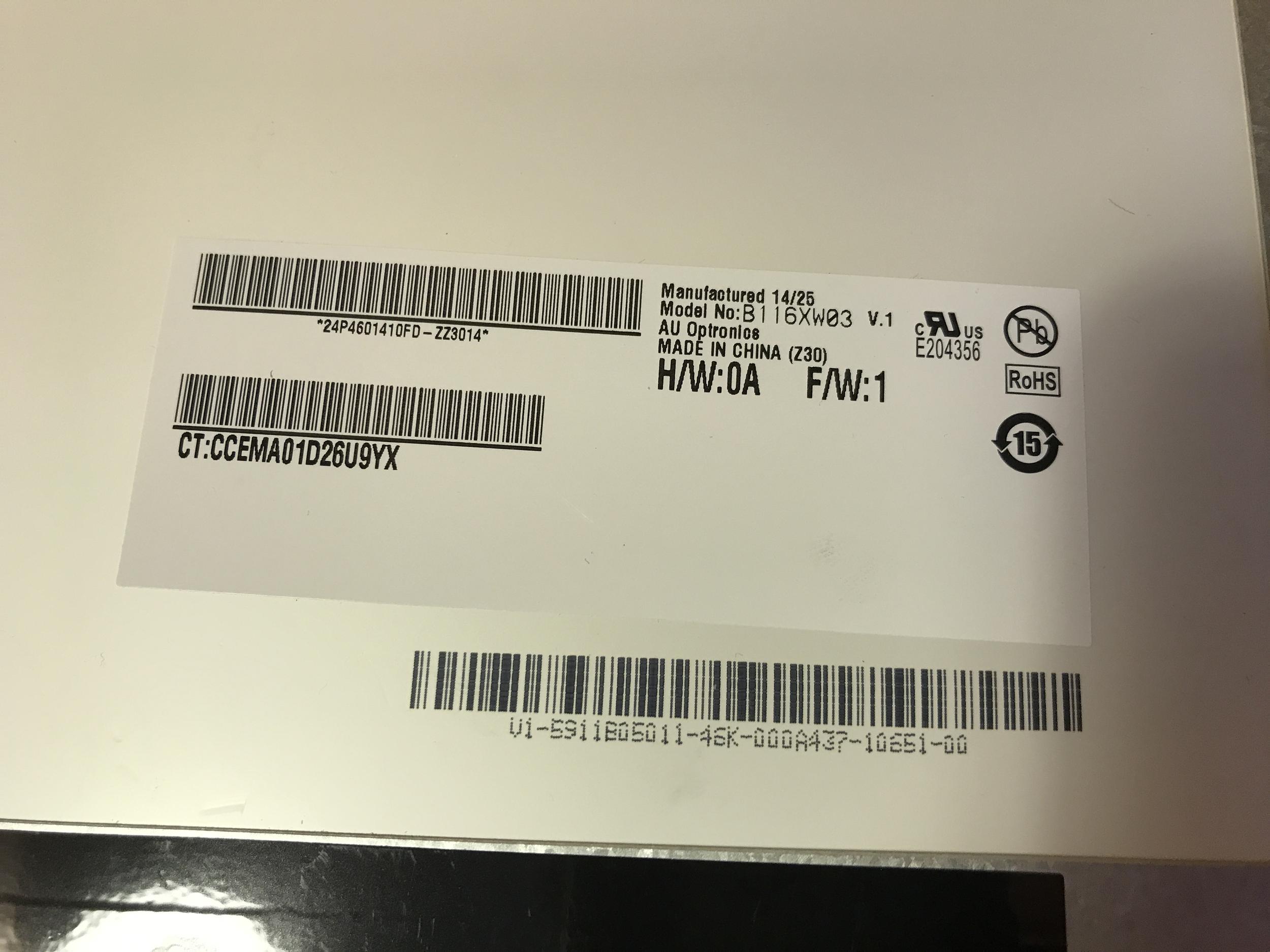 Použité LCD HP AU Optronics B116XW03 V1 Display 11.6" HD LED 40pin - B116XW03