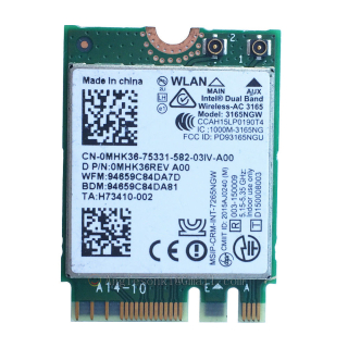 WIFi karta Dell 3165NGW Intel Dual Band WiFi Wireless BlueTooth NGFF - MHK36